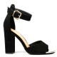 Sandal, high black suede block heel 'barely there' sandal.
