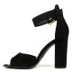 Sandal, high black suede block heel 'barely there' sandal.