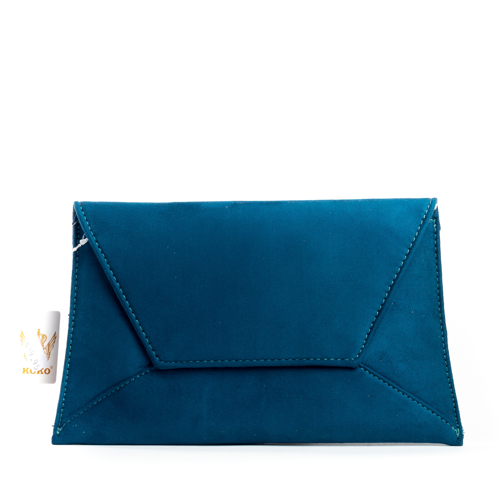 Clutch bag, teal suedette envelope clutch bag