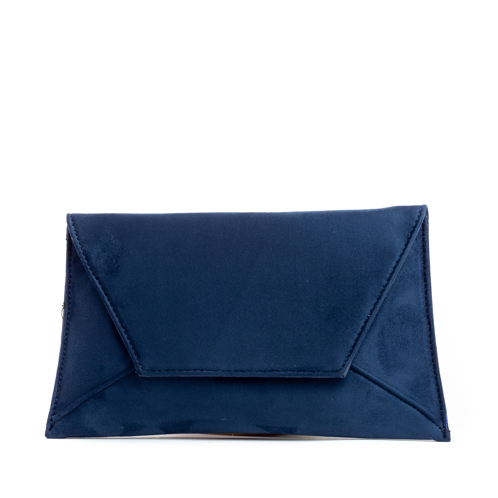 Clutch bag, navy suedette envelope clutch bag